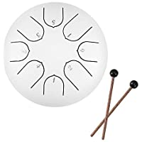 Viitech Lotus Steel - Tambor de percusión con 8 tonos- 15-2 cm- instrumento de percusión con baquetas- bolsa de…